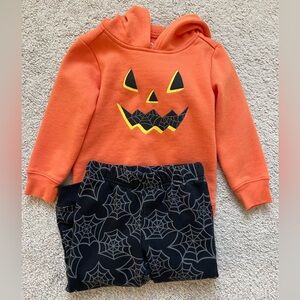 Halloween pumpkin outfit fleece lined hoodie & pants Carter’s size 2T